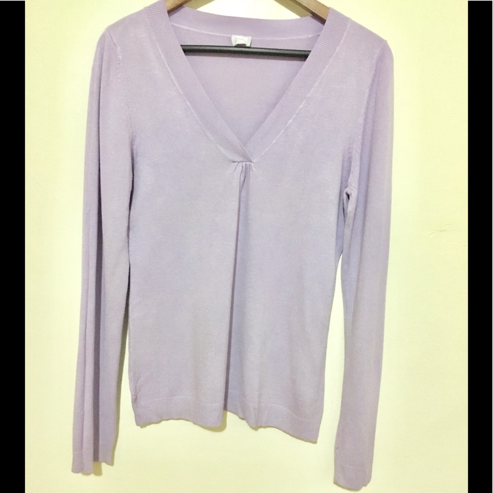 Purple V-neck sweater. Great in-trend color!